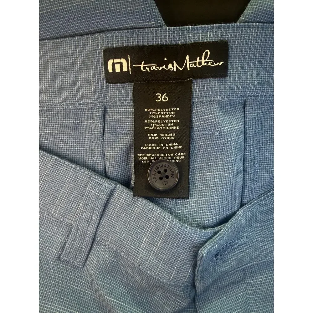 TravisMathew Men’s 36 Performance Shorts – Light Blue Stretch Golf Activewear